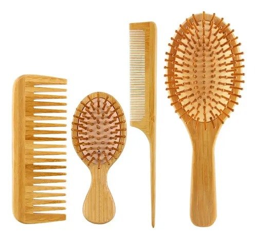 FB0339_1 Kit Cepillos De Pelo De Bambú Ecológico Madera Anti Frizz - Imagen 1