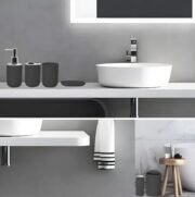 Set De Baño Plástico X6 Tacho Escobilla Dispenser - Imagen 2