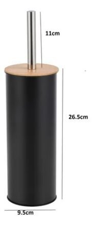Escobilla Cepillo Baño Limpia Inodoro Acero Con Tapa Bambú - Imagen 2