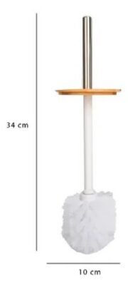 Escobilla Cepillo Baño Limpia Inodoro Acero Con Tapa Bambú - Imagen 5
