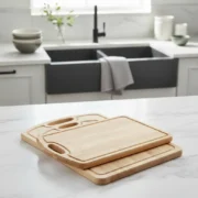 Set X3 Tablas De Picar Cortar Servir Madera Canaleta - Imagen 4