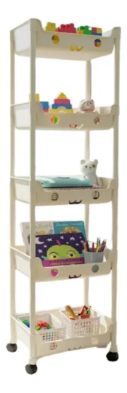 Carrito Organizador Plastico Multiuso Estante Ruedas Niños Blanco