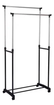 Perchero Exhibidor Portatil Doble De Pie Movil Doble Barra