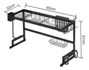 Escurre Secaplatos Bacha Organizador Negro 65cm Acero Inoxidable - Imagen 4