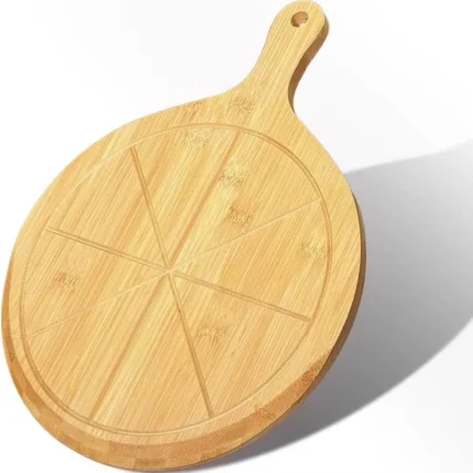 Tabla Para Servir Pizza Con Guia De Corte Madera Con Mango Madera