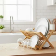 Secador Escurreplatos Plegable De Bambu Resistente