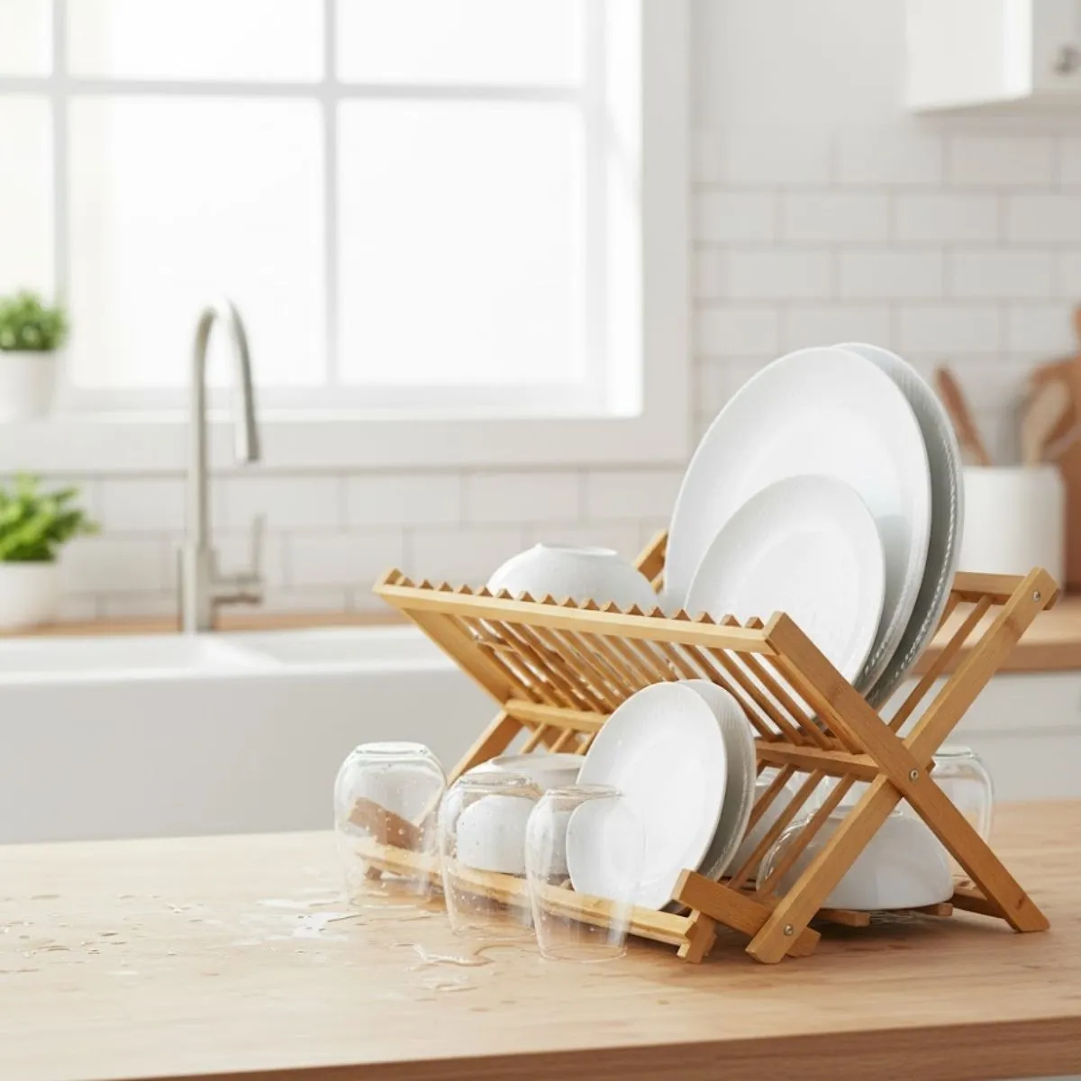 D_NQ_NP_2X_758901-MLA98373074369_112025-F Secador Escurreplatos Plegable De Bambu Resistente - Imagen 1