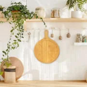 Tabla Para Servir Pizza Con Guia De Corte Madera Con Mango Madera - Imagen 5