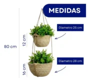 Porta Maceta Macetero Colgante De Yule Fibra Natural Deco - Imagen 5