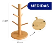 Porta Tazas Bambu Para 6 Tazas - Imagen 4