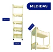 Carrito Organizador Plastico Multiuso Estante Ruedas Niños Blanco - Imagen 4