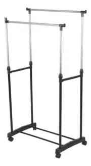 Perchero Exhibidor Portatil Doble De Pie Movil Doble Barra - Imagen 2