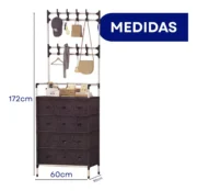 Rack Organizador De Hogar C/cajones Percheros Multiuso - Imagen 3