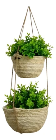 Porta Maceta Macetero Colgante De Yule Fibra Natural Deco