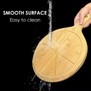 Tabla Para Servir Pizza Con Guia De Corte Madera Con Mango Madera - Imagen 2