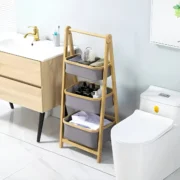 Organizador Multiuso 3 Niveles Canastas Plegable Madera Deco - Imagen 5