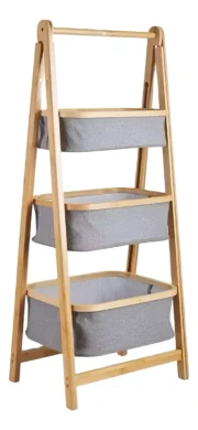 Organizador Multiuso 3 Niveles Canastas Plegable Madera Deco