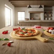 Tabla Para Servir Pizza Con Guia De Corte Madera Con Mango Madera - Imagen 4