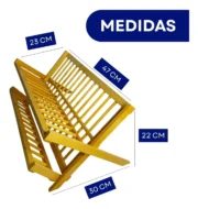 Secador Escurreplatos Plegable De Bambu Resistente - Imagen 6
