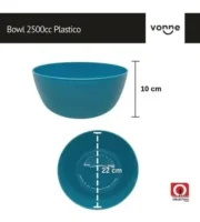 Bowl 2500cc Vonne 22cm Liviano Plastico Camping Playa Turquesa - Imagen 2