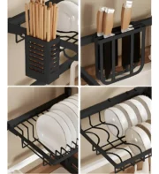 Escurre Secaplatos Bacha Organizador Negro 65cm Acero Inoxidable - Imagen 3