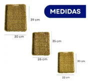 Bandejas Organizador X3 Mimbre Decoracion Rectangular Manija - Imagen 4
