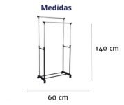 Perchero Exhibidor Portatil Doble De Pie Movil Doble Barra - Imagen 5